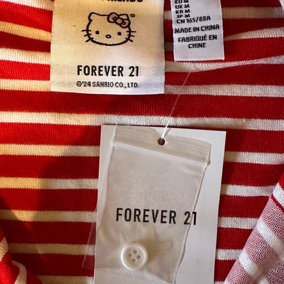 Forever 21 Red and White Striped Hello Kitty Button Down Shirt - Picture 7 of 10